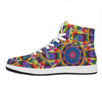 Boho Kaleidoscope Print High Top Leather Sneakers