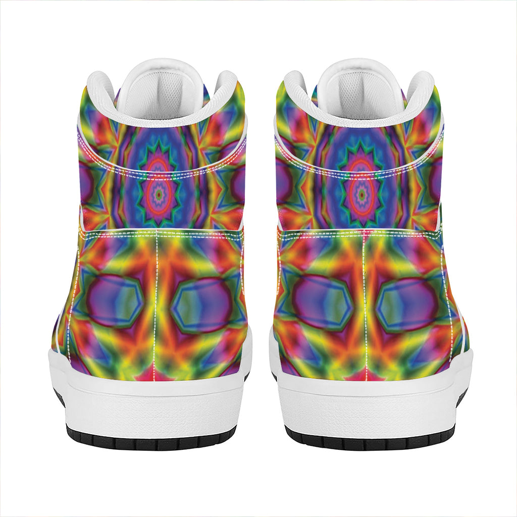 Boho Kaleidoscope Print High Top Leather Sneakers