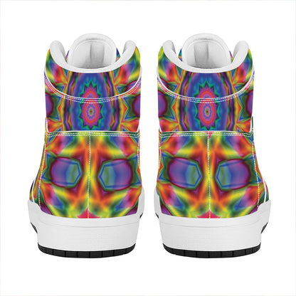 Boho Kaleidoscope Print High Top Leather Sneakers