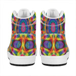 Boho Kaleidoscope Print High Top Leather Sneakers