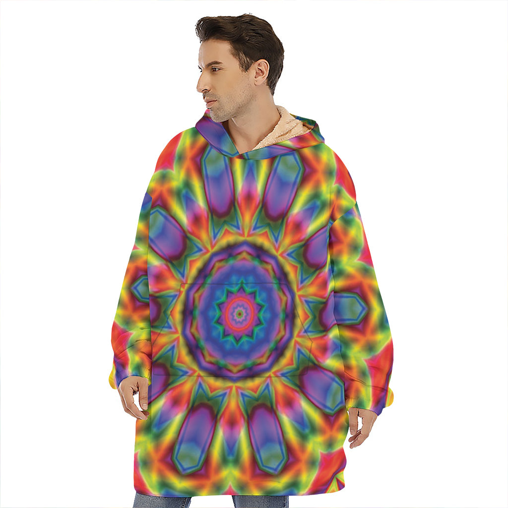 Boho Kaleidoscope Print Hoodie Blanket