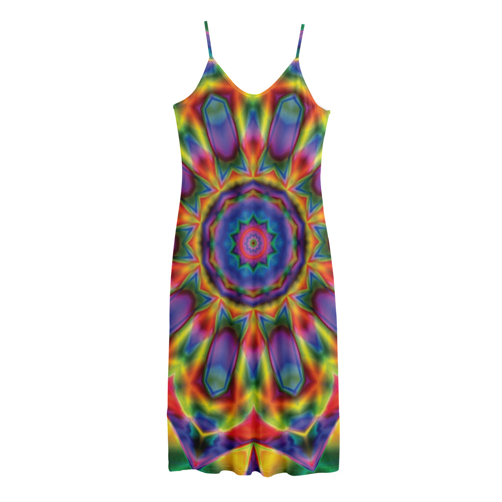 Boho Kaleidoscope Print Jersey Midi Cami Dress