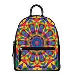 Boho Kaleidoscope Print Leather Backpack