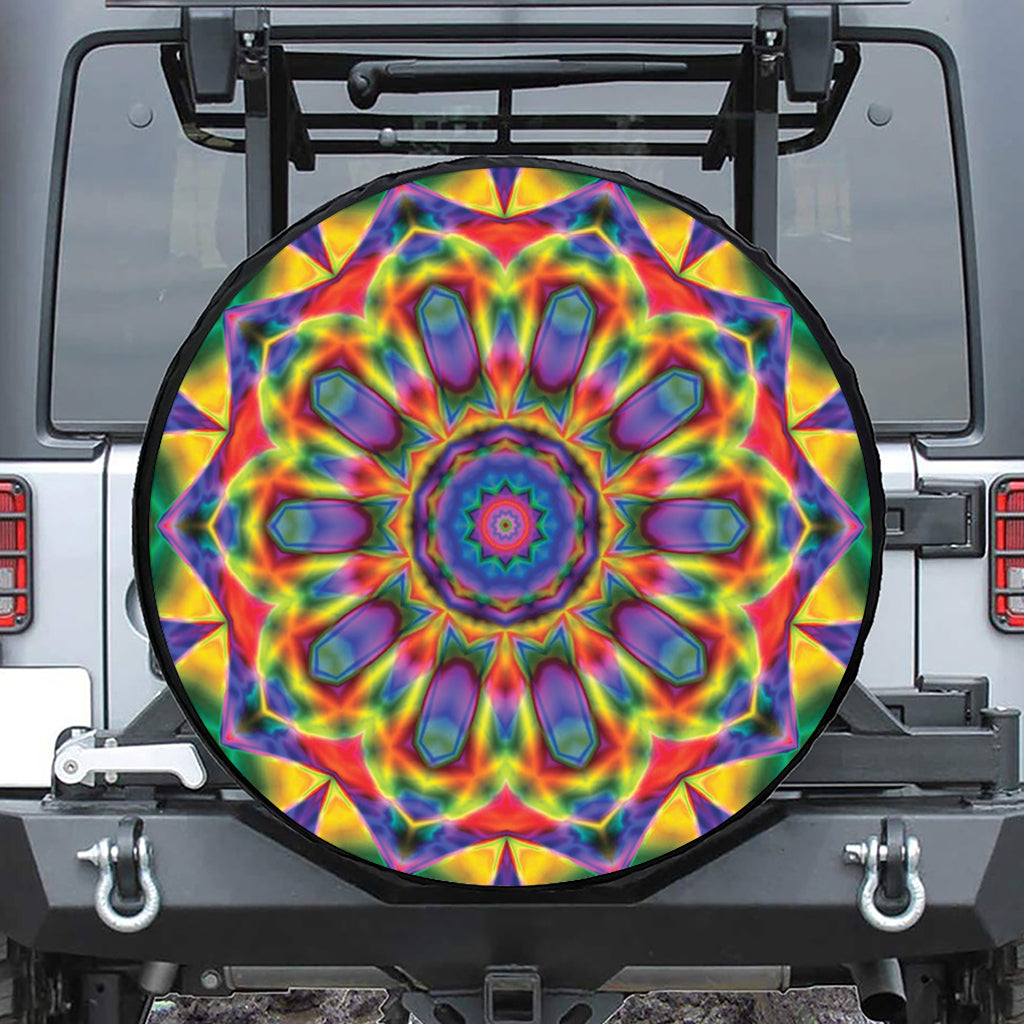 Boho Kaleidoscope Print Leather Spare Tire Cover