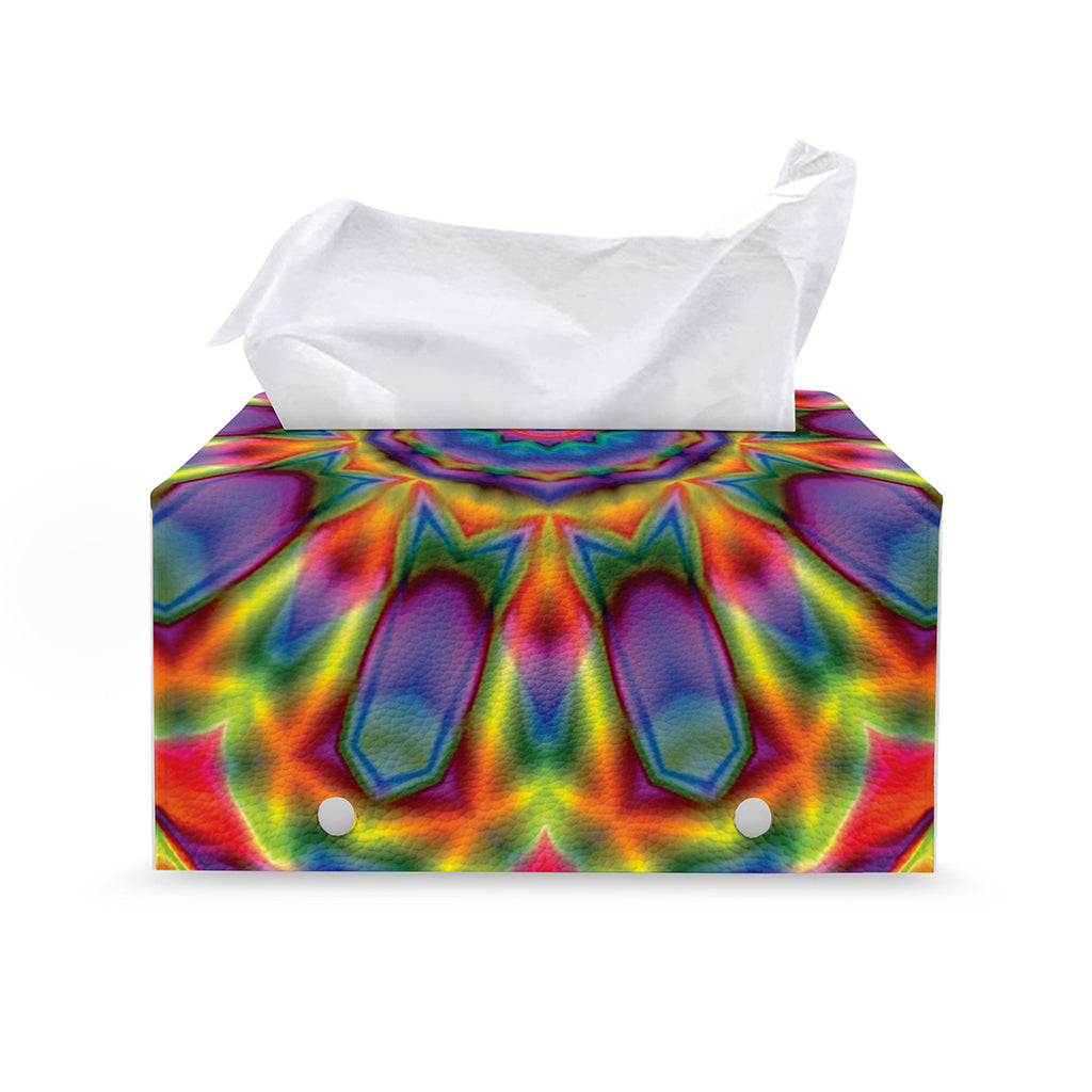 Boho Kaleidoscope Print Leather Tissue Box Cover