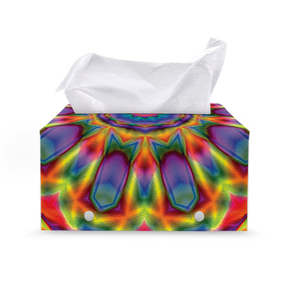 Boho Kaleidoscope Print Leather Tissue Box Cover
