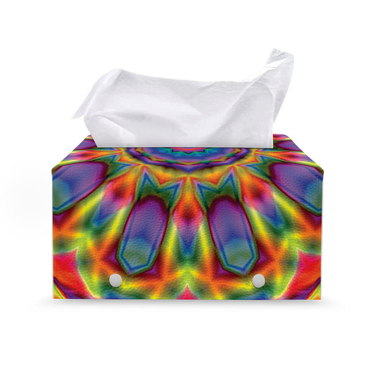 Boho Kaleidoscope Print Leather Tissue Box Cover