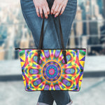 Boho Kaleidoscope Print Leather Tote Bag