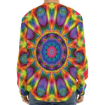 Boho Kaleidoscope Print Long Sleeve Baseball Jersey