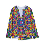 Boho Kaleidoscope Print Long Sleeve Short Coat