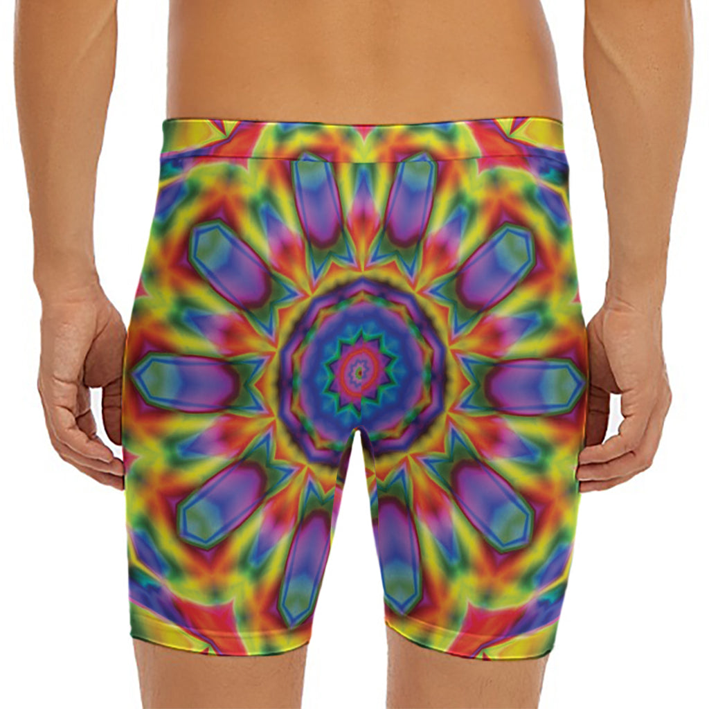Boho Kaleidoscope Print Men's Long Boxer Briefs