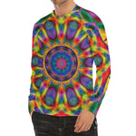 Boho Kaleidoscope Print Men's Long Sleeve Rash Guard