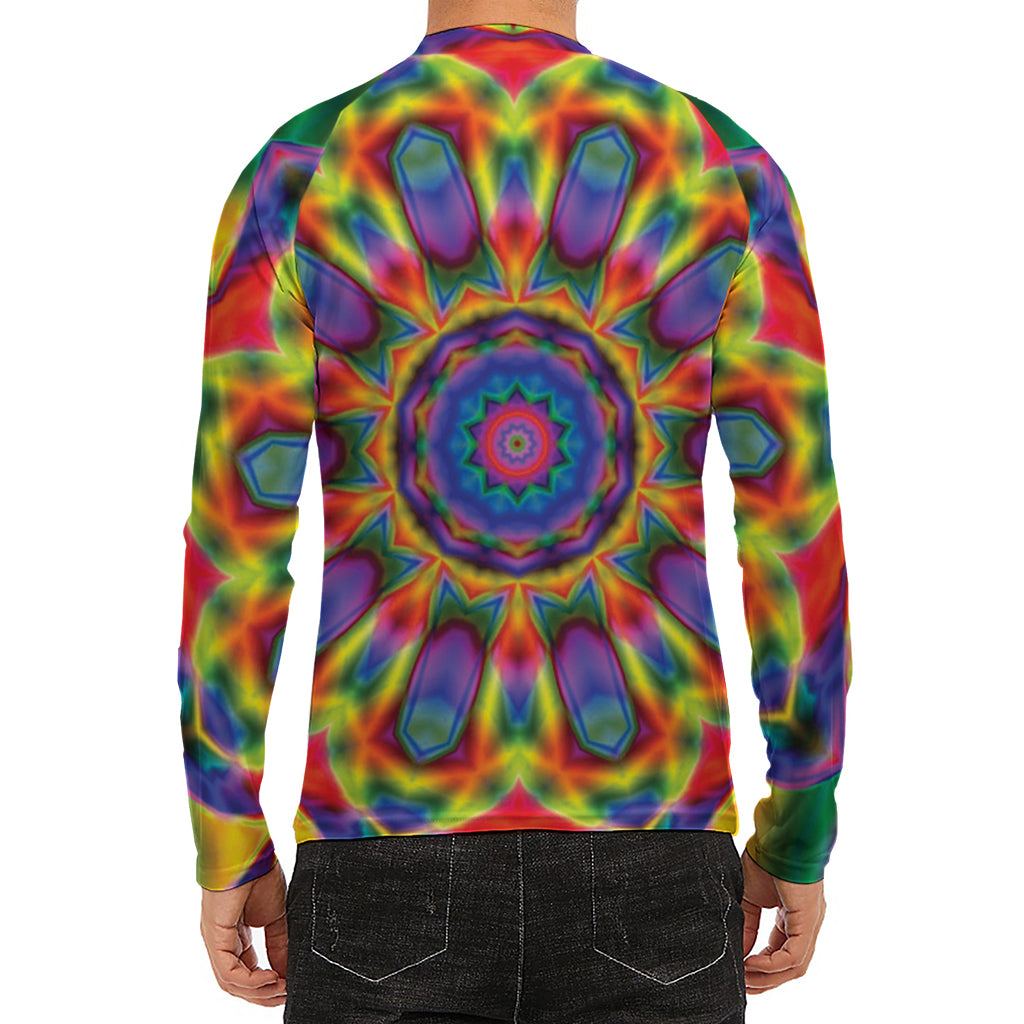Boho Kaleidoscope Print Men's Long Sleeve Rash Guard