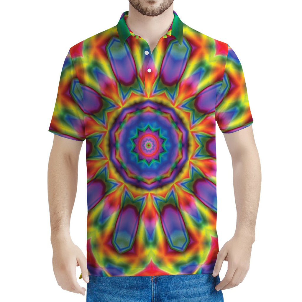 Boho Kaleidoscope Print Men's Polo Shirt