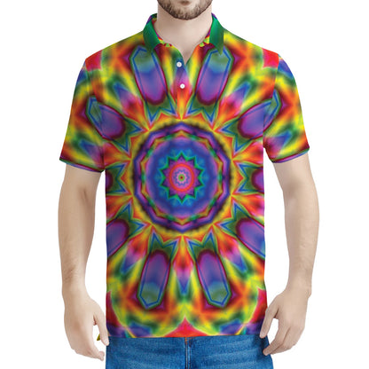 Boho Kaleidoscope Print Men's Polo Shirt