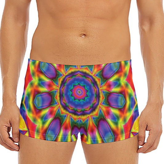 Boho Kaleidoscope Print Men's Short Boxer Briefs