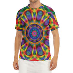 Boho Kaleidoscope Print Men's Short Sleeve Rash Guard