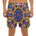 Boho Kaleidoscope Print Men's Split Running Shorts