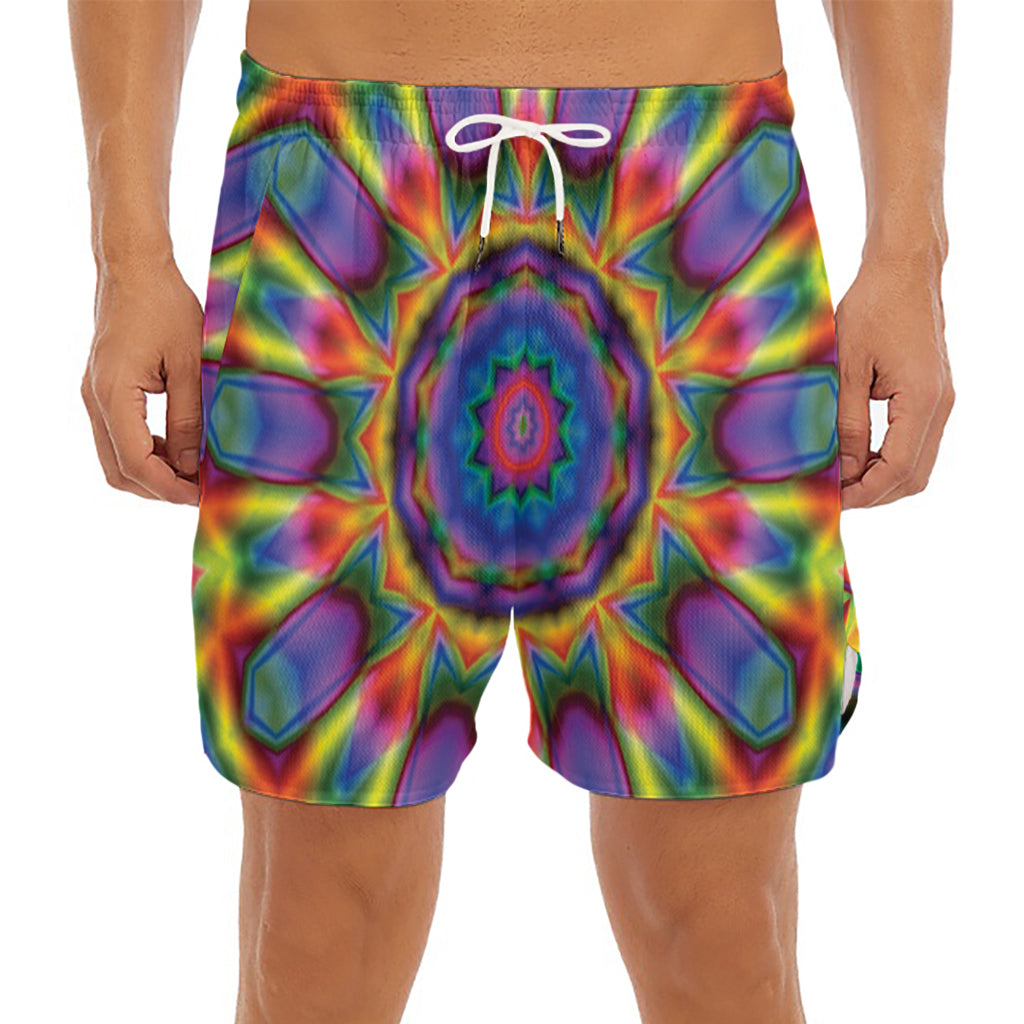 Boho Kaleidoscope Print Men's Split Running Shorts