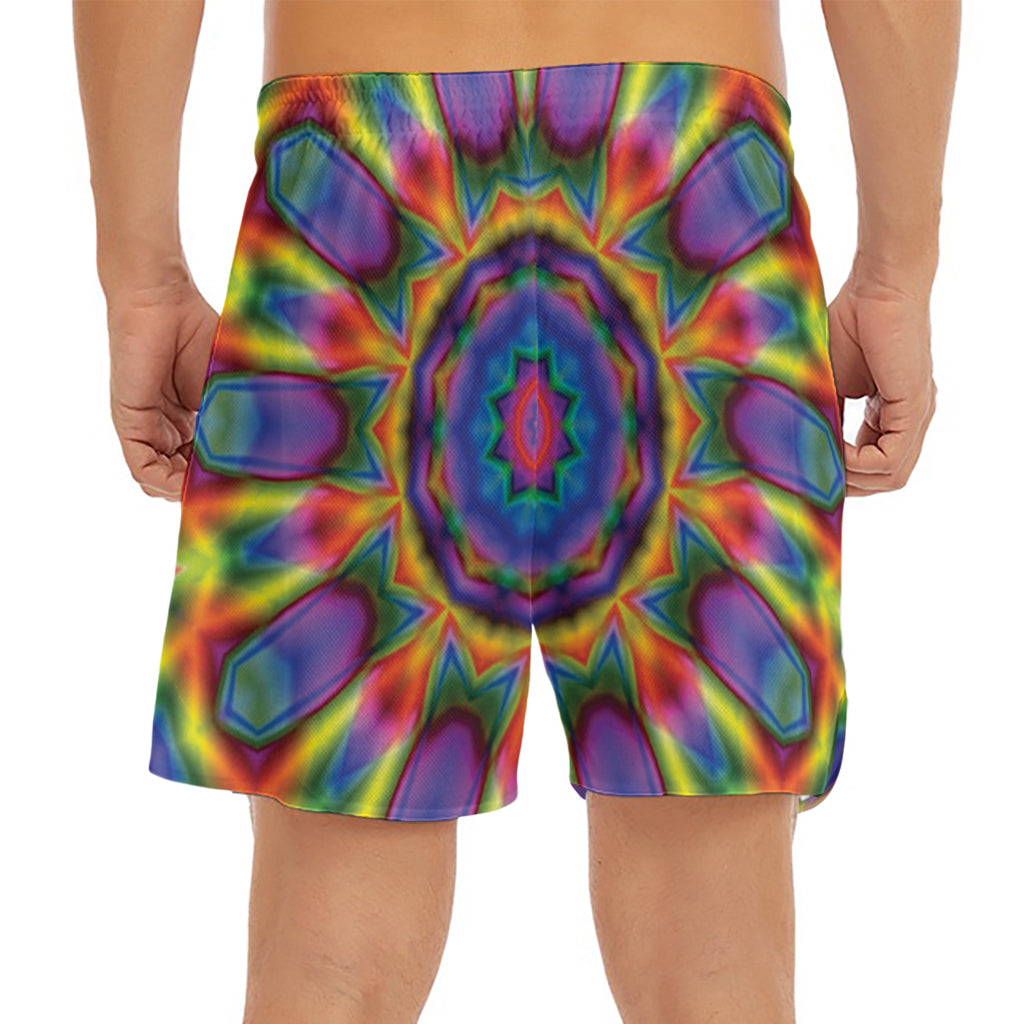 Boho Kaleidoscope Print Men's Split Running Shorts