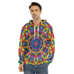 Boho Kaleidoscope Print Men's Velvet Pullover Hoodie