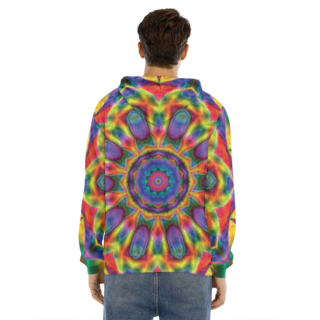 Boho Kaleidoscope Print Men's Velvet Pullover Hoodie