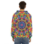 Boho Kaleidoscope Print Men's Velvet Pullover Hoodie
