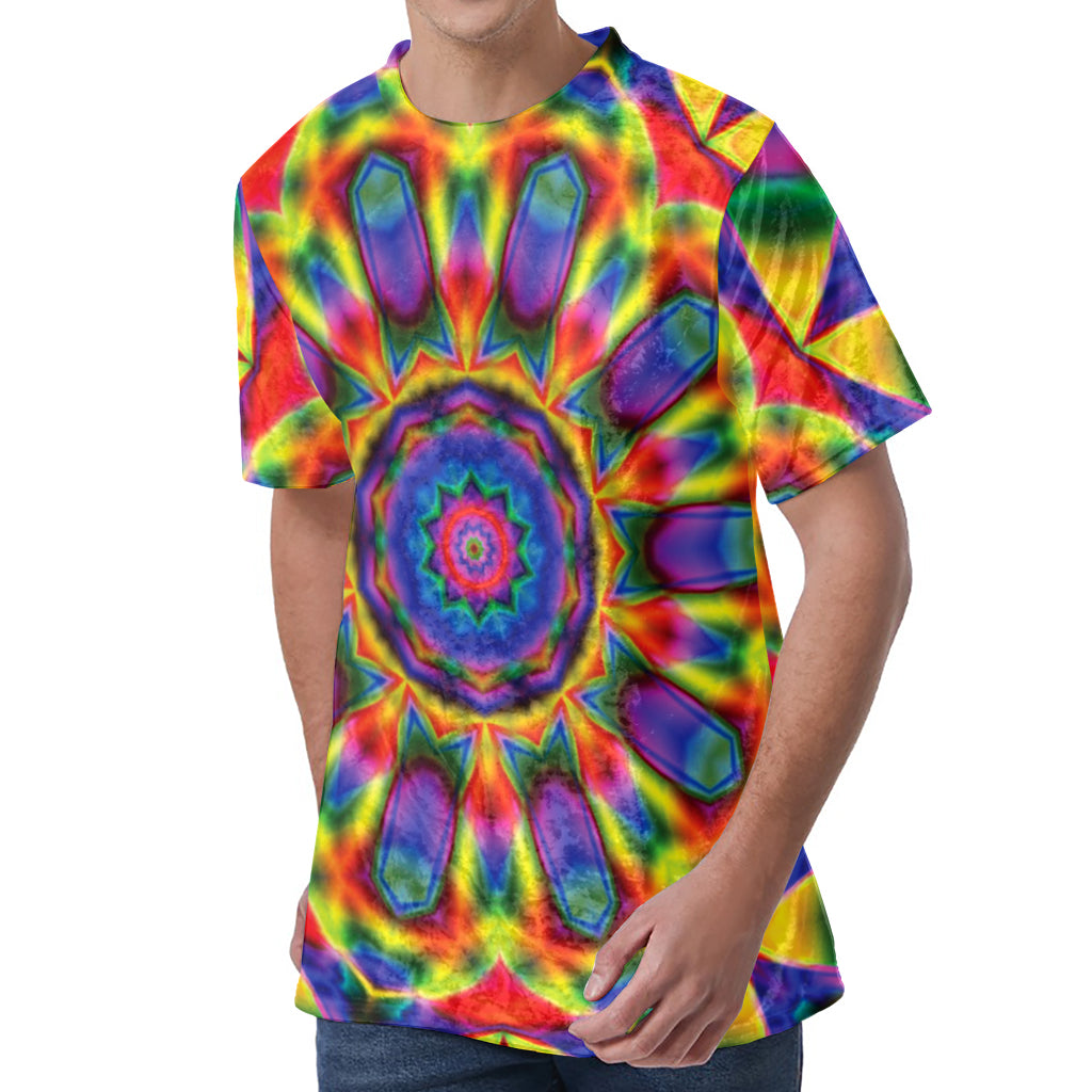 Boho Kaleidoscope Print Men's Velvet T-Shirt
