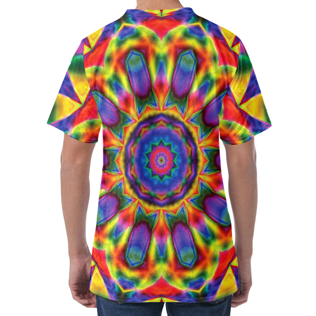 Boho Kaleidoscope Print Men's Velvet T-Shirt
