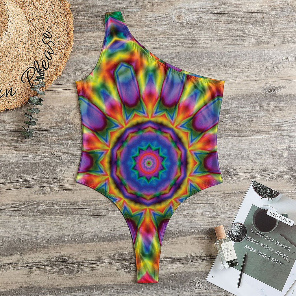 Boho Kaleidoscope Print One Shoulder Bodysuit
