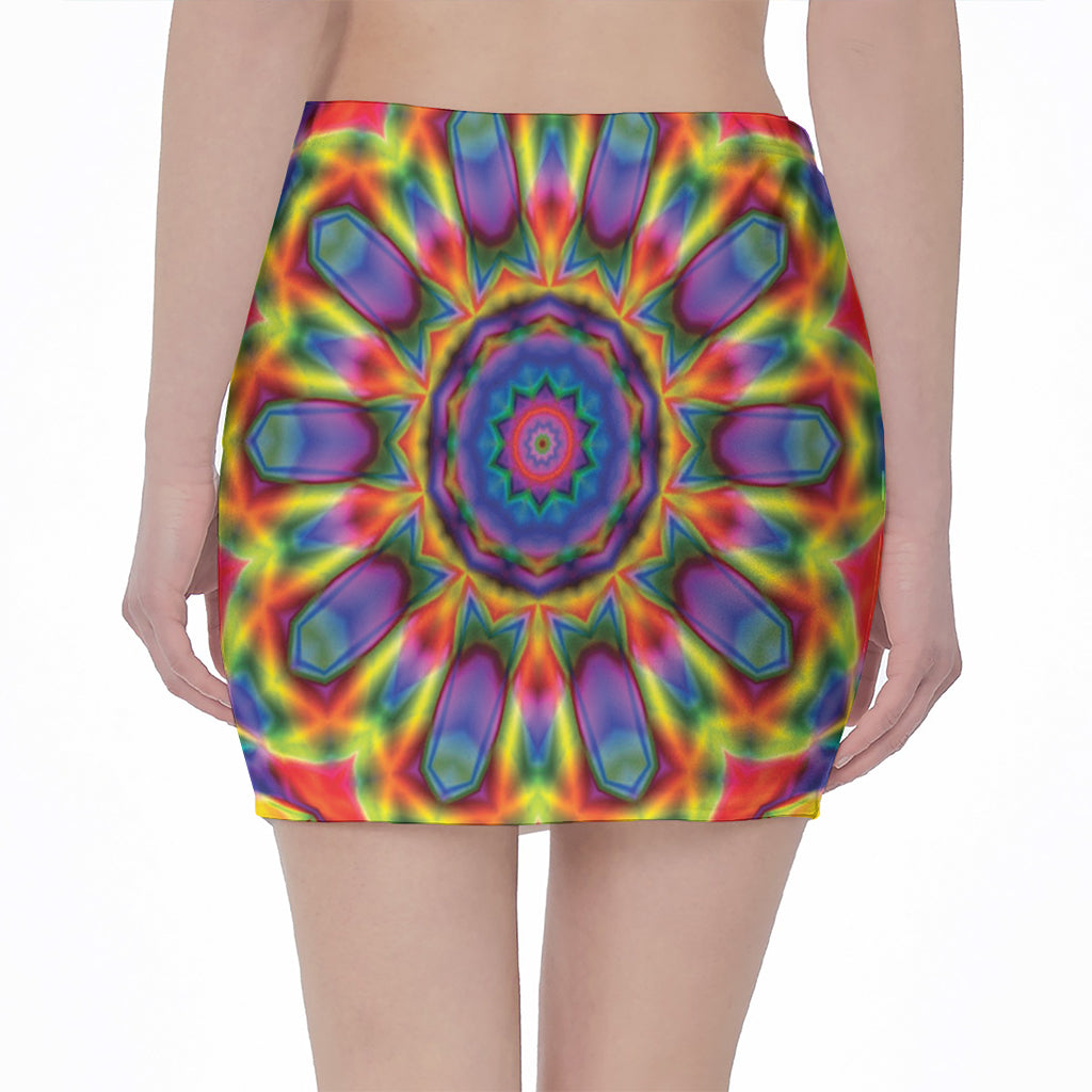 Boho Kaleidoscope Print Pencil Mini Skirt