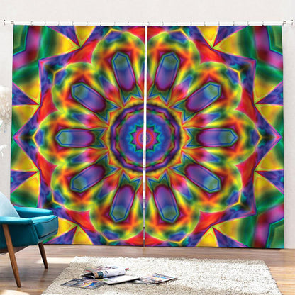 Boho Kaleidoscope Print Pencil Pleat Curtains