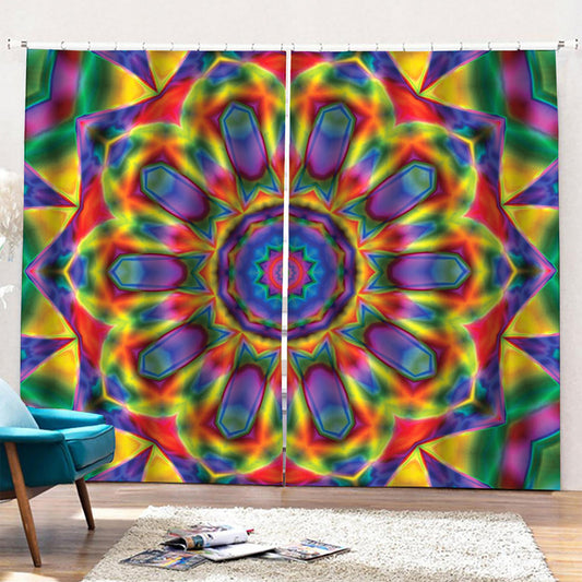 Boho Kaleidoscope Print Pencil Pleat Curtains
