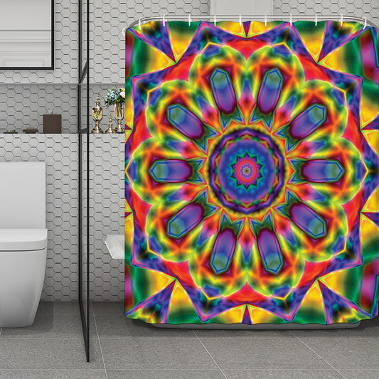 Boho Kaleidoscope Print Polyester Shower Curtain