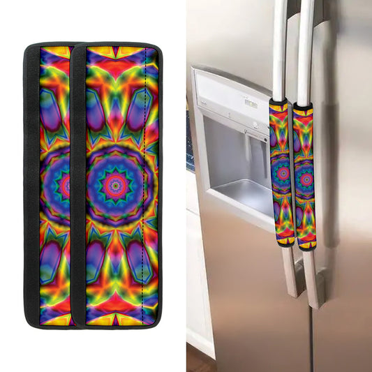 Boho Kaleidoscope Print Refrigerator Handle Covers