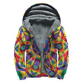 Boho Kaleidoscope Print Sherpa Lined Zip Up Hoodie
