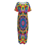Boho Kaleidoscope Print Short Sleeve Long Nightdress