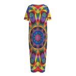Boho Kaleidoscope Print Short Sleeve Long Nightdress
