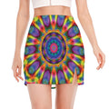Boho Kaleidoscope Print Side Slit Mini Skirt