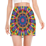 Boho Kaleidoscope Print Side Slit Mini Skirt