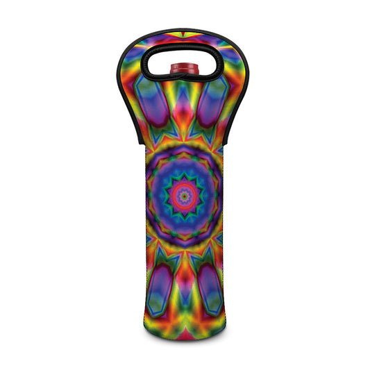 Boho Kaleidoscope Print Single Neoprene Wine Tote
