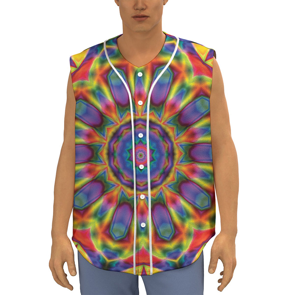 Boho Kaleidoscope Print Sleeveless Baseball Jersey