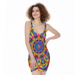 Boho Kaleidoscope Print Sleeveless Bodycon Dress