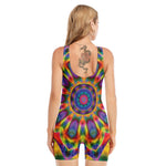 Boho Kaleidoscope Print Sleeveless One Piece Swimsuit