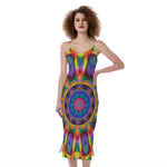 Boho Kaleidoscope Print Slim Fit Midi Cami Dress
