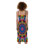 Boho Kaleidoscope Print Slim Fit Midi Cami Dress