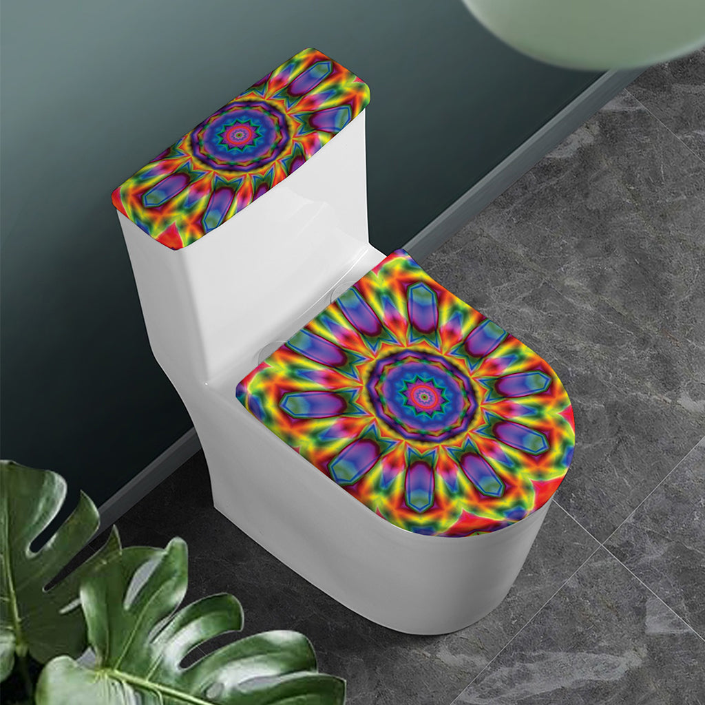 Boho Kaleidoscope Print Toilet Lid And Tank Cover Set