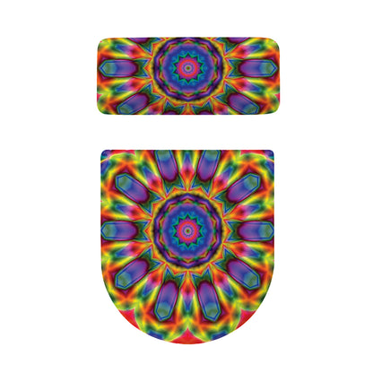 Boho Kaleidoscope Print Toilet Lid And Tank Cover Set