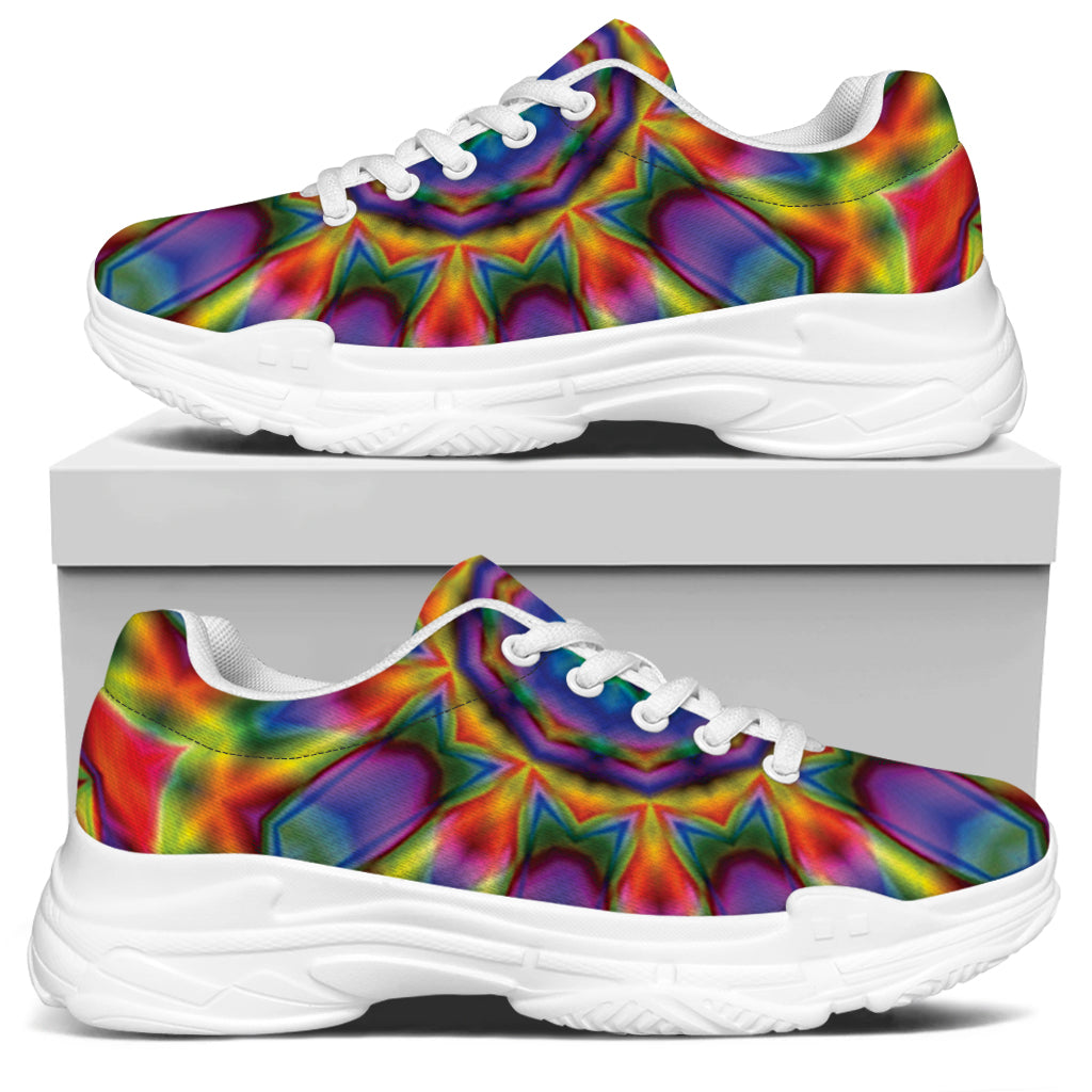 Boho Kaleidoscope Print White Chunky Shoes