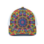 Boho Kaleidoscope Print White Mesh Trucker Cap